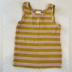 Hanna Andersson || Chartreuse & Pink Striped Ribbed Tank Top